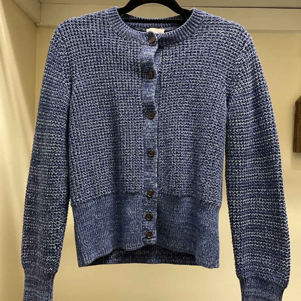 Gap blue chunky waffle knit cardigan sweater